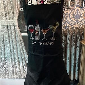 Black Apron with Colorful Drink Design